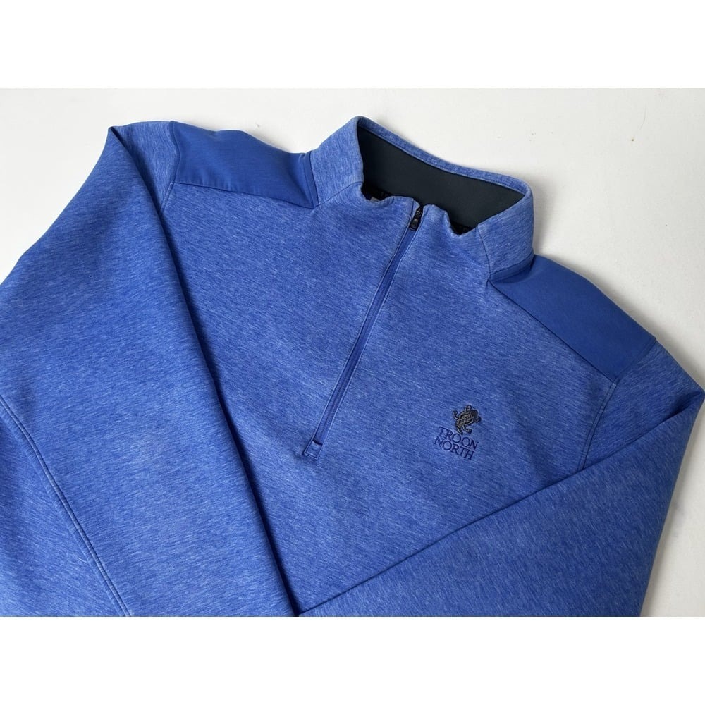 Under Armour Golf Loose Coldgear 2XL Mens Pullover 1/4 Zip Blue Sweatshirt Logo